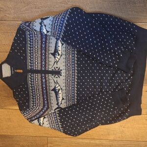 Vineyard Vines Men's Navy Patterned Sweater Size L